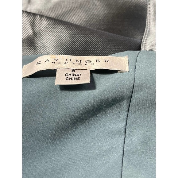 Kay Unger Tatiana Flared Sleeveless Satin Gown Nile Blue- Size 8- NWT- MSRP $348 - Picture 16 of 16